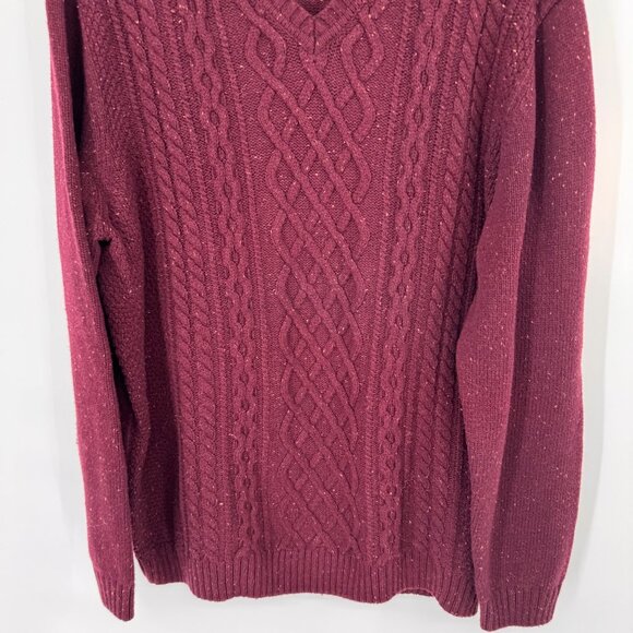 Roundtree & Yorke mens Burgundy Cable  V-Neck Sweater size XL Cotton Wool new - Picture 5 of 12